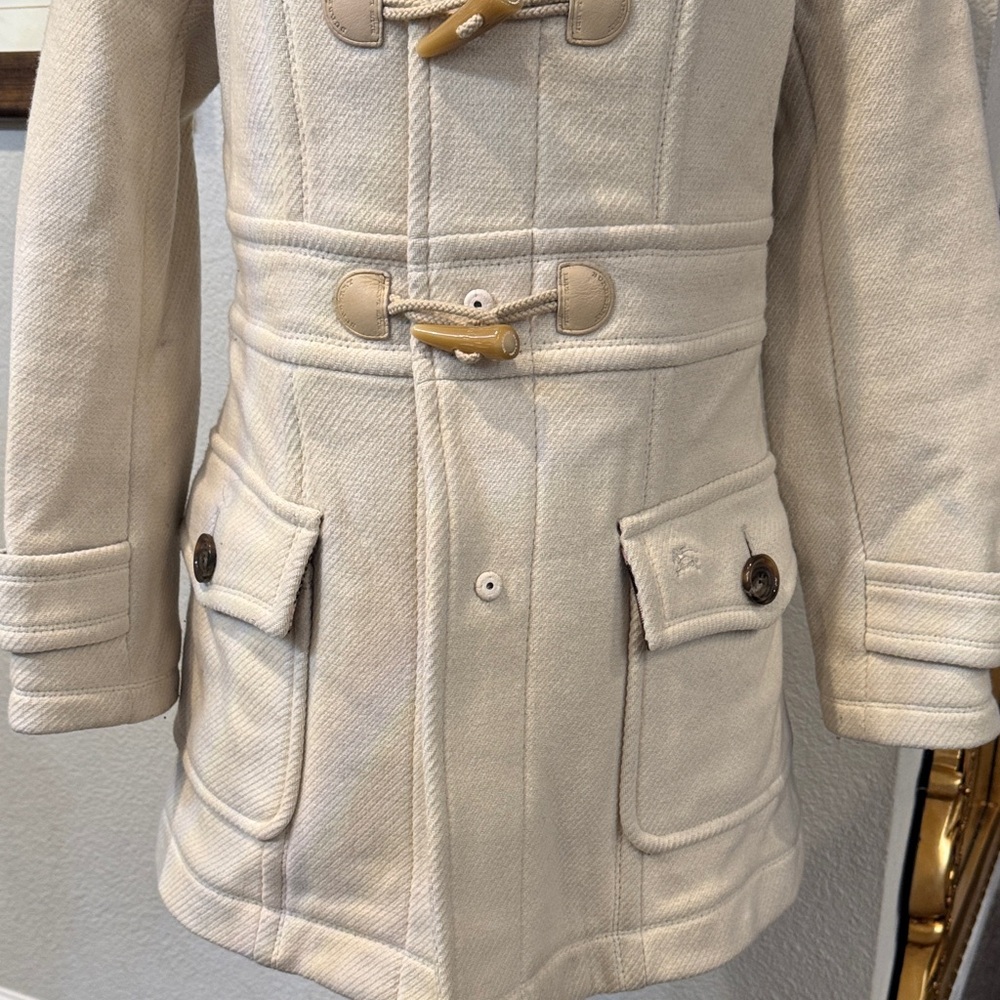 Authentic Burberry Blue Label Cream Hooded Toggle Trench Coat - Picture 4 of 17